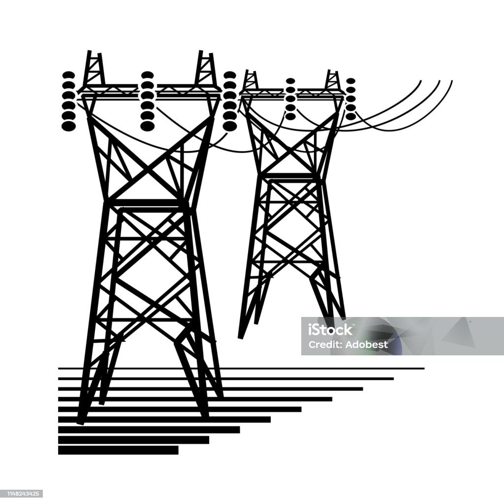 Ilustración de Electricidad Las Torres De Transmisión De Energía Eléctrica  De Línea De Alta Tensión y más Vectores Libres de Derechos de Producción de  combustible y energía - iStock