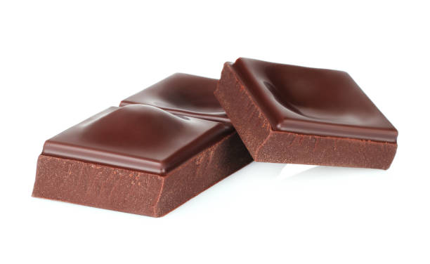 istock Dark chocolate pieces isolated on white background 1148244648