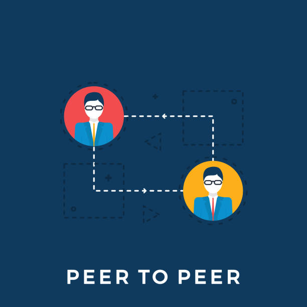 Peer to Peer Payment Process Vector Concept. Cryptocurrency Transaction. Payment Network Person to Person. Flat Vector Illustration Peer to Peer Payment Process Vector Concept. Cryptocurrency Transaction. Payment Network Person to Person. Flat Vector Illustration peer to peer stock illustrations