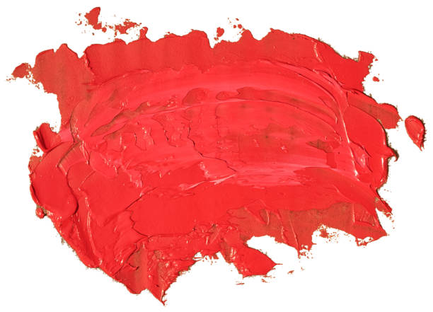 istock Red oil texture paint stain brush stroke, hand painted, isolated on white background 1148249266