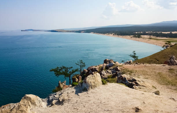View of Lake Baikal from Olkhon Island. Summer landscape. stock photo