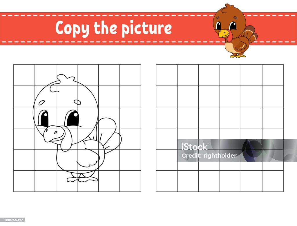 Copy the picture. Coloring book pages for kids. Education developing worksheet. Game for children. Handwriting practice. Funny character. Cute cartoon vector illustration. Copy the picture. Coloring book pages for kids. Education developing worksheet. Game for children. Handwriting practice. Funny character. Cute cartoon vector illustration Education stock vector