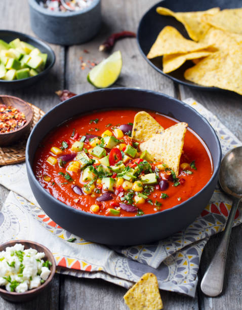 istock Mexican tomato, bean, bell pepper soup 1148258022