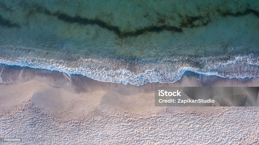 Coastline. Photographed from the drone. Aerial photo shooting Granite - Rock Stock Photo
