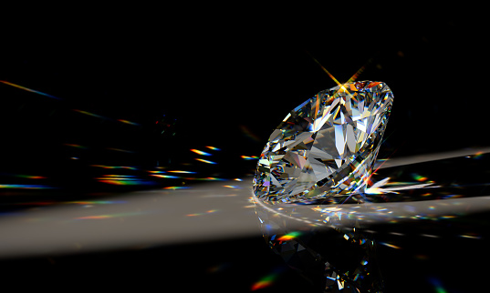 Refraction and reflection caustics of a round cut diamond.