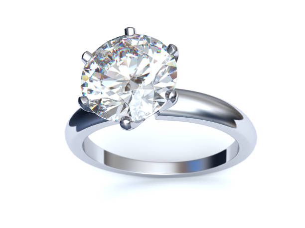 istock Solitaire diamond engagement ring isolated on white background 1148262624