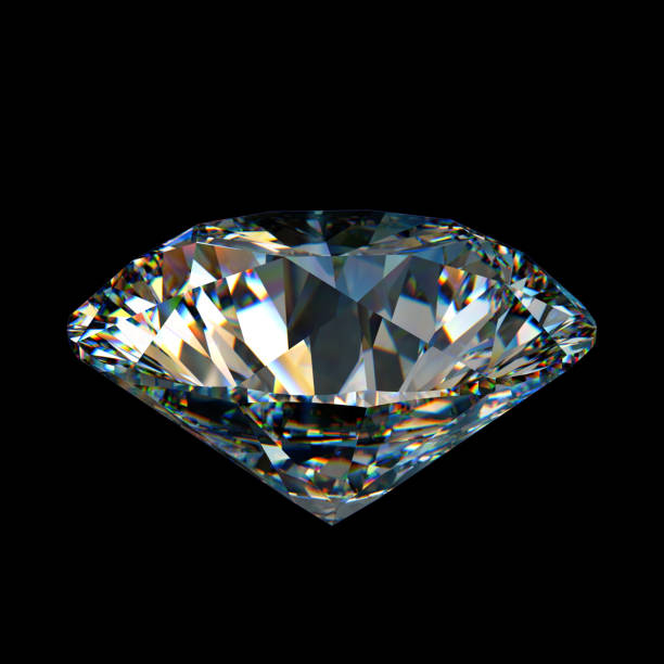 istock Close-up round cut diamond isolated on black 1148264554