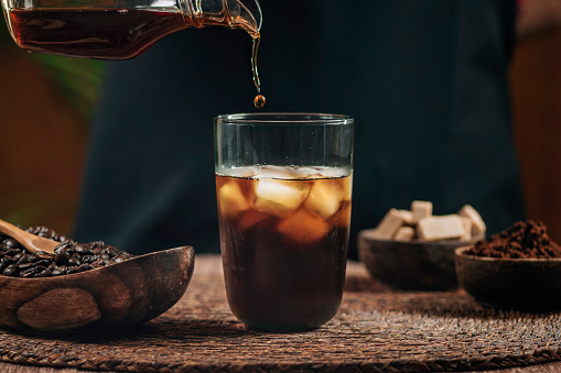 Pouring Cold Brew Iced Coffee