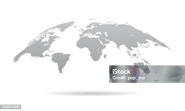Mappa Globale Del Mondo Curvo Illustrazione Vettoriale Del Pianeta Terra - Immagini vettoriali stock e altre immagini di Planisfero