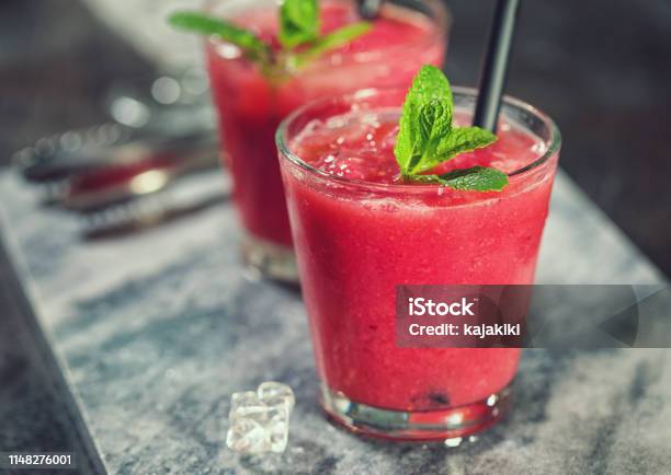 Cold Watermelon Smoothie Stock Photo - Download Image Now - Watermelon, Alcohol - Drink, Martini