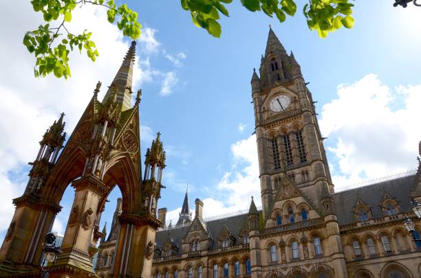 Manchester Town Hall & Albert Memorial stock photo