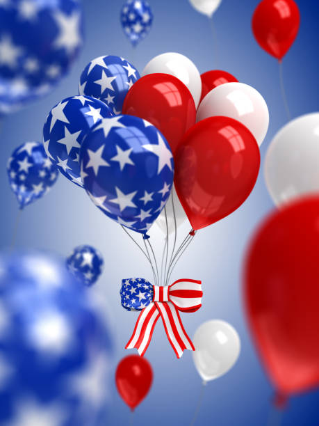 istock Red, white, and blue balloons background 1148278437