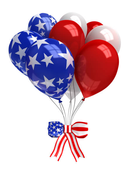 istock Red, white, and blue balloons isolated on white 1148278459