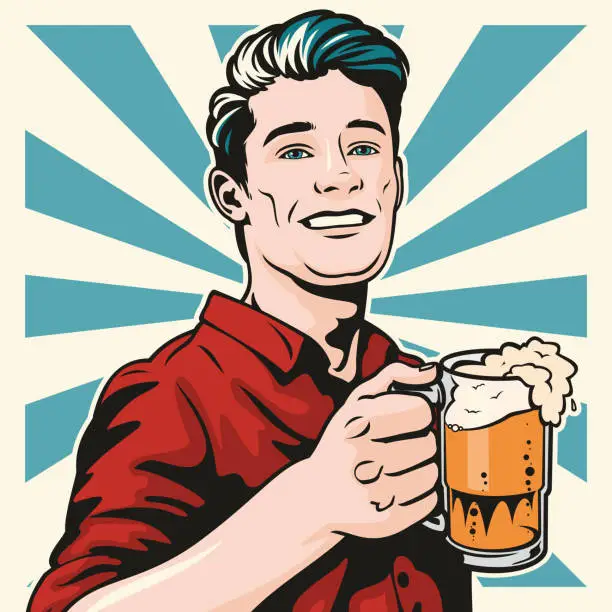 Vector illustration of Man With Beer