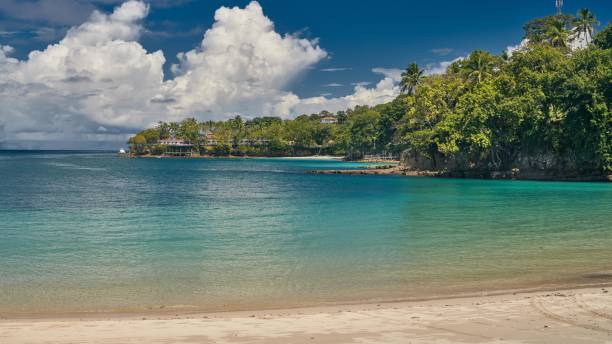Heaven beach Playa Caracol of Contadora Island in the Pacific Ocean stock photo