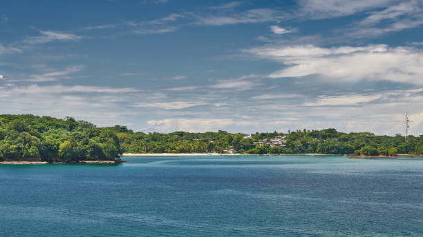View on Saboga island from the terrace of Contadora island stock photo