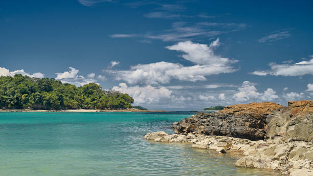 Paradise beach Playa Larga of Contadora island Archipelago Las Perlas in the Pacific Ocean isla contadora stock pictures, royalty-free photos & images