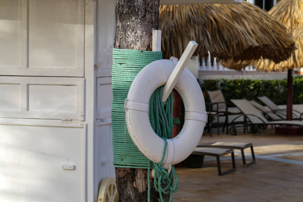 White Lifebuoy by the swimming pool