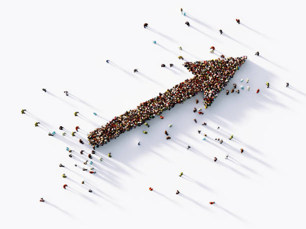 istock Human Crowd Forming An Arrow Shape:  Social Media Concept 1148293174