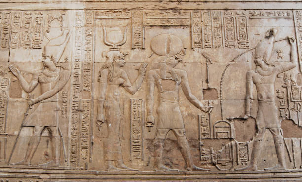 istock Ancient egyptian hyeroglyphs in Temple of Kom Ombo, Egypt 1148293908