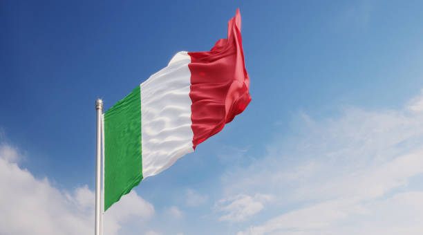 istock Italian Flag Waving With Wind Over Blue Sky 1148294013