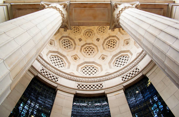 Entrance to Bush House of King's College London London, UK - July 27, 2018: Entrance to Bush House, a Grade II listed building, currently part of the Strand Campus of King's College London, previously the headquarters of the BBC World Service. university of london photos stock pictures, royalty-free photos & images