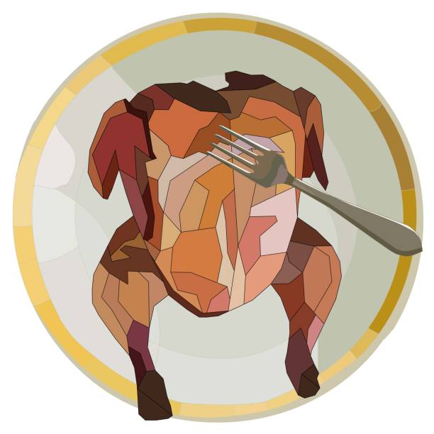 ilustrações de stock, clip art, desenhos animados e ícones de chicken grill on a plate realistic vector art.. food vector art - cooked barbecue eating serving