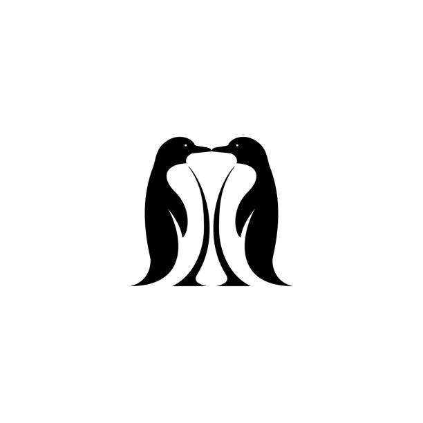 penguin bird vector logo penguin bird vector logo, arctic animal symbol emperor stock illustrations