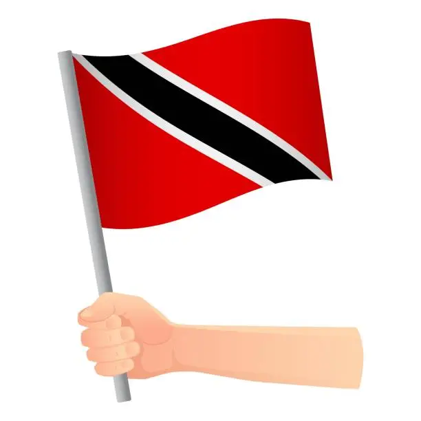 Vector illustration of Trinidad and Tobago flag in hand