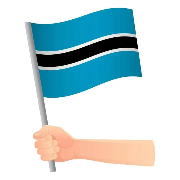 Vector illustration of Botswana flag in hand