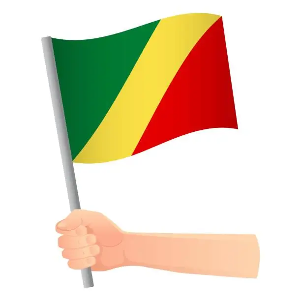Vector illustration of Congo flag in hand