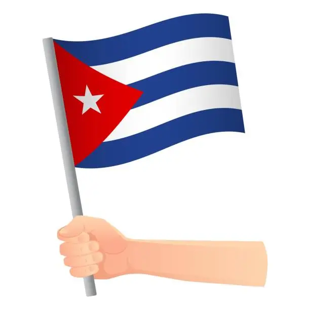 Vector illustration of Cuba flag in hand