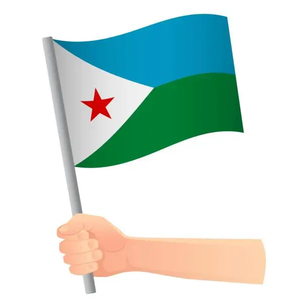 Vector illustration of Djibouti flag in hand