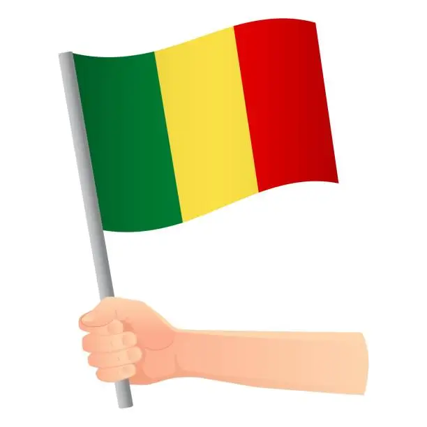 Vector illustration of Mali flag in hand
