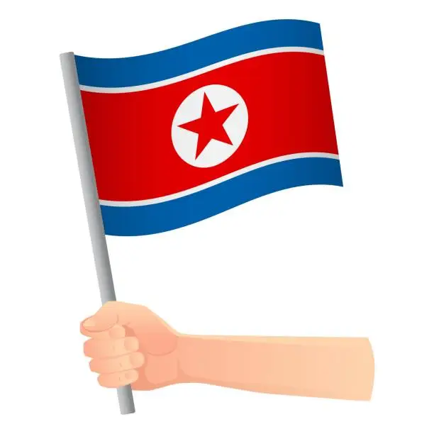 Vector illustration of North Korea flag in hand