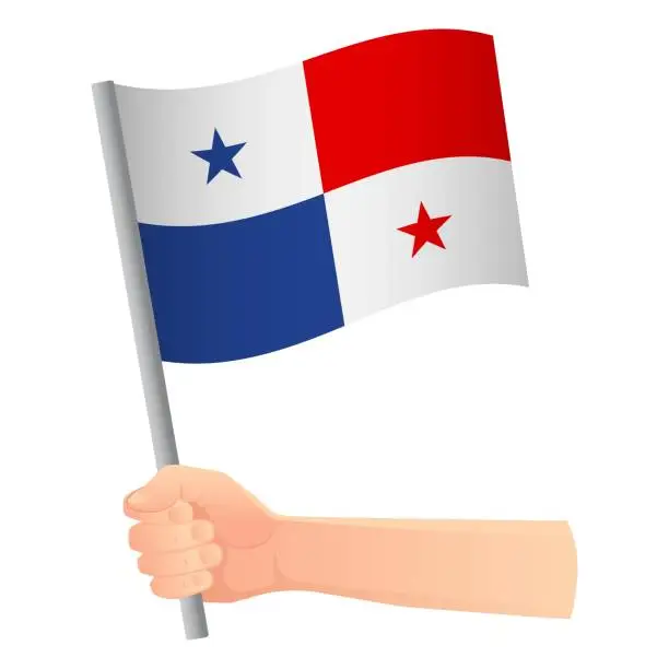 Vector illustration of Panama flag in hand