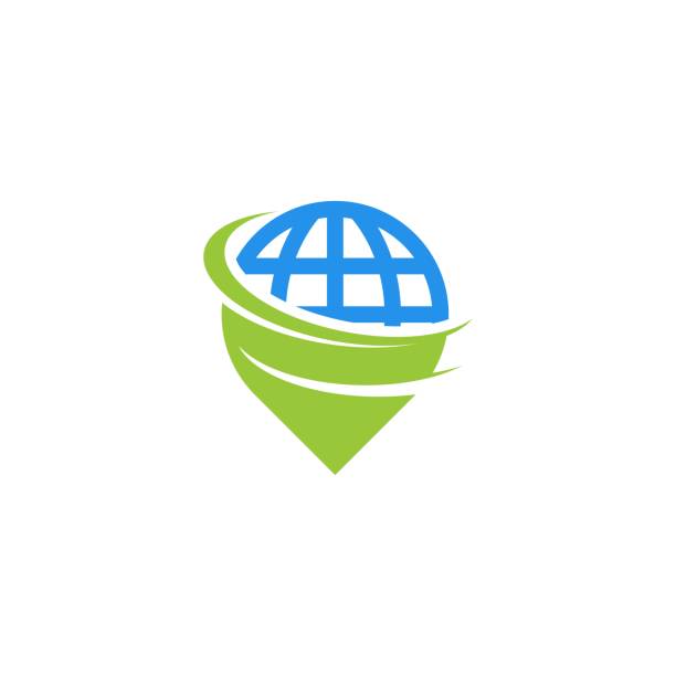 ilustraciones, imágenes clip art, dibujos animados e iconos de stock de pin globo vector logo - surveillance world map globe planet
