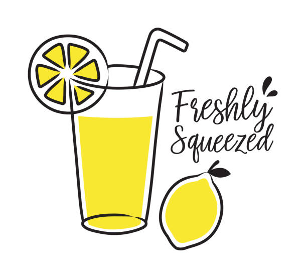 illustrazioni stock, clip art, cartoni animati e icone di tendenza di limonata e limone appena spremuti - limonata