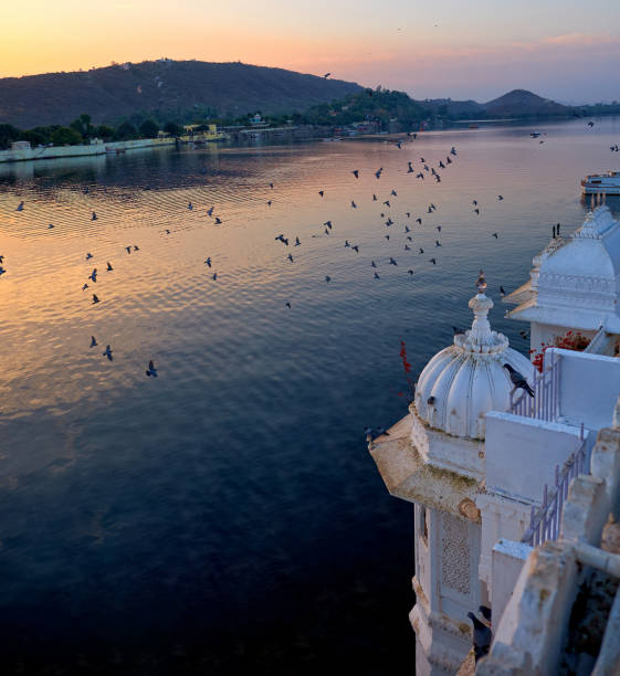 Lake Palace, Udaipur, India 18th-century marble palace encompassing an island on Lake Pichola. Featured in a James Bond movie. Built with marble and features majestic architecture. udaipur stock pictures, royalty-free photos & images