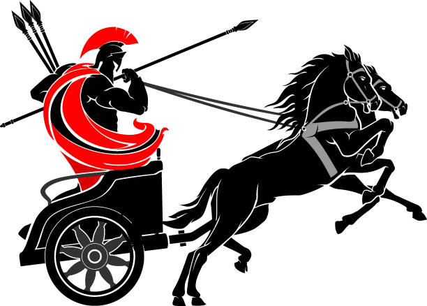 ilustrações, clipart, desenhos animados e ícones de chariot que carrega a arma da lança - chariot
