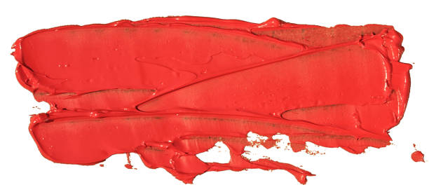 istock Red oil texture paint stain brush stroke, hand painted, isolated on white background 1148331718