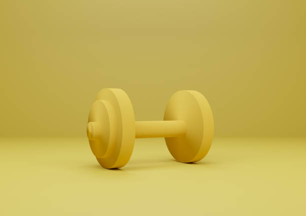 istock Yellow dumbbell concept. 3d illustration 1148335499