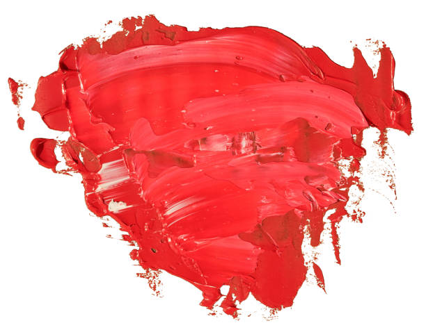 istock Red oil texture paint stain brush stroke, hand painted, isolated on white background 1148336351