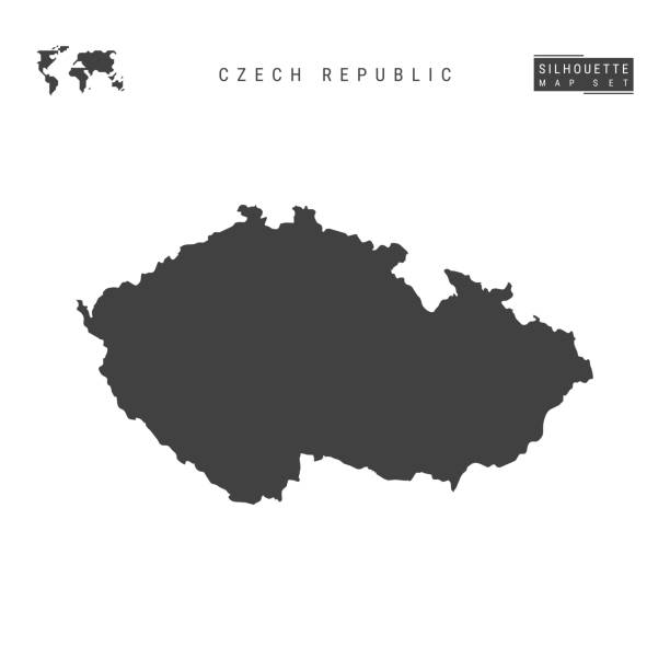 在白色背景上隔離的捷克共和國向量地圖。捷克的高細節黑色剪影地圖 - 捷克 幅插畫檔、美工圖案、卡通及圖標