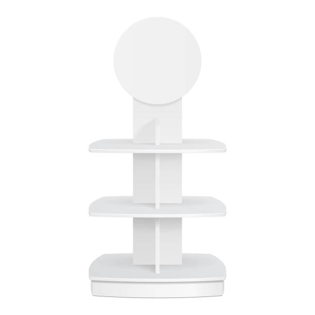 istock Square Rounded POS POI Cardboard Floor Display Rack For Supermarket. Blank Empty Mock Up On White Background Isolated. Ready For Your Design. Product Advertising. Vector EPS10 1148347123