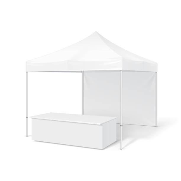 istock Promotional Outdoor Event Trade Show Pop-Up Tent Mobile Marquee. Mock Up, Template. Illustration Isolated On White Background. Ready For Your Design. Product Advertising. Vector EPS10 1148348199