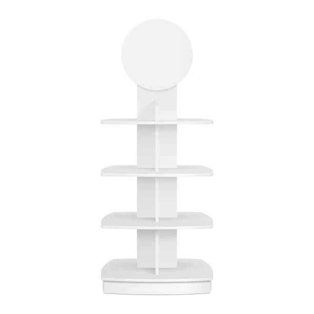 istock Square Rounded POS POI Cardboard Floor Display Rack For Supermarket. Blank Empty Mock Up On White Background Isolated. Ready For Your Design. Product Advertising. Vector EPS10 1148348422