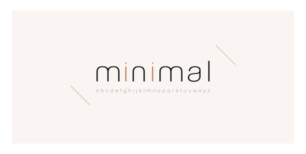 ilustraciones, imágenes clip art, dibujos animados e iconos de stock de letra minimalista del alfabeto moderno. tipografía línea delgada normal en minúsculas. conjunto de fuentes estilo minimalista. ilustración vectorial - thin