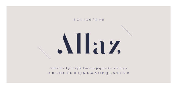 elegante genial alphabet buchstaben schrift und zahl. klassische schriftzug minimal mode designs. typografie-schriftarten reguläre groß- und kleinbuchstaben. vektor-illustration - großbuchstabe stock-grafiken, -clipart, -cartoons und -symbole