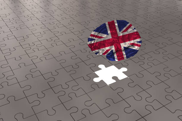 istock Silver Puzzle plane for British Flag to Brain 1148354395